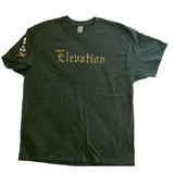 TShirts ( ELEVATION )“ Kelly green & Dark grey (small), Royal blue (med), & “army green” (XL) ”.