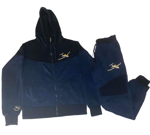 SweatSuit “Black/Dark Blue” zip-up (large)